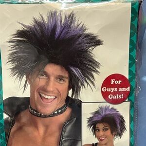 Spiky Black and Purple Wig for Men